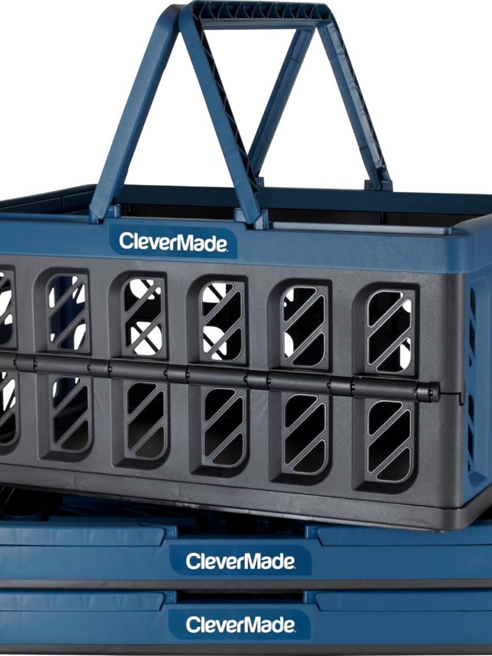 Eco Collapsible Shopping Basket with Handles, 24L Ocean, 3 Pack